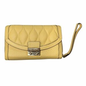 Vera Bradley Quilted Yellow Leather Wristlet with Detachable Strap